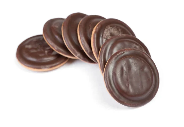 Group of round delicious glazed chocolate chip cookies — Stock Photo, Image