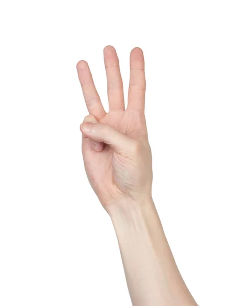 Mannelijke hand vinger nummer geïsoleerd — Stockfoto