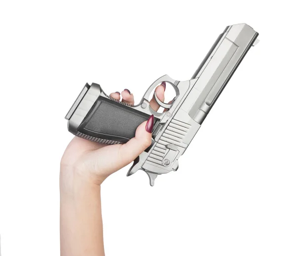 Pistol in female hand — Stock Photo, Image