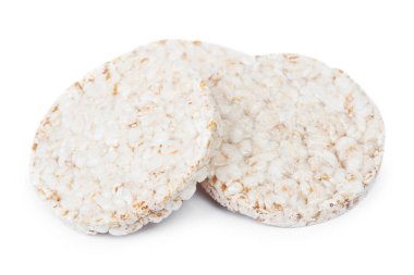 Kurutulmuş diyet gevrek pirinç yuvarlak ekmek izole