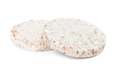 Kurutulmuş diyet gevrek pirinç yuvarlak ekmek izole