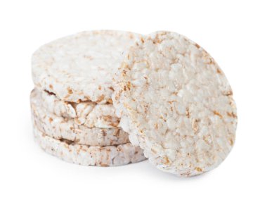 Kurutulmuş diyet gevrek pirinç yuvarlak ekmek izole