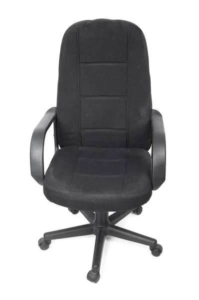 Zwart gebruikt textiel bureaustoel — Stockfoto