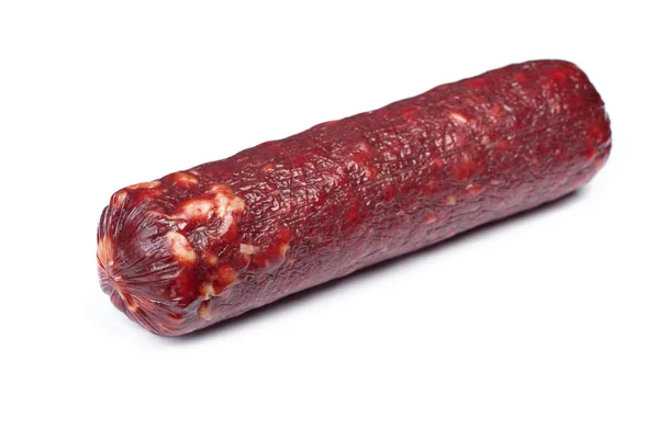Jeden cały wędzone salami kiełbasa — Zdjęcie stockowe