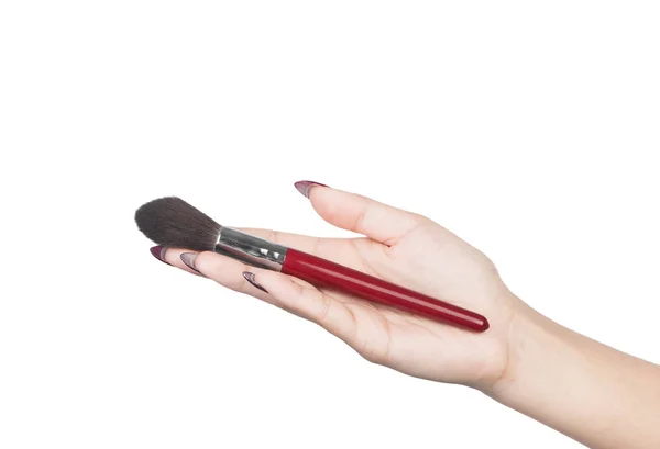 Female hand with make-up artist brush — Stock Photo, Image