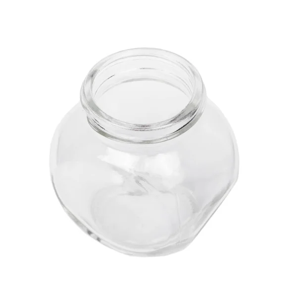 Un piccolo vaso di vetro vuoto isolato — Foto Stock