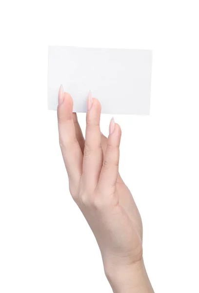 Lege vel papier in vrouwelijke hand — Stockfoto