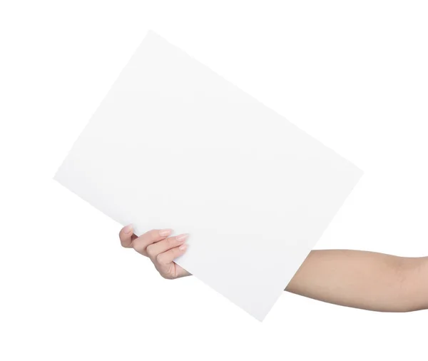 여성 손에서 종이의 빈 시트 — 스톡 사진