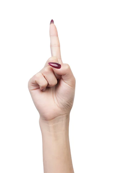 Vrouwelijke hand vinger nummer geïsoleerd — Stockfoto