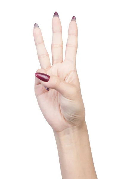Kadın el parmak numarası izole — Stok fotoğraf