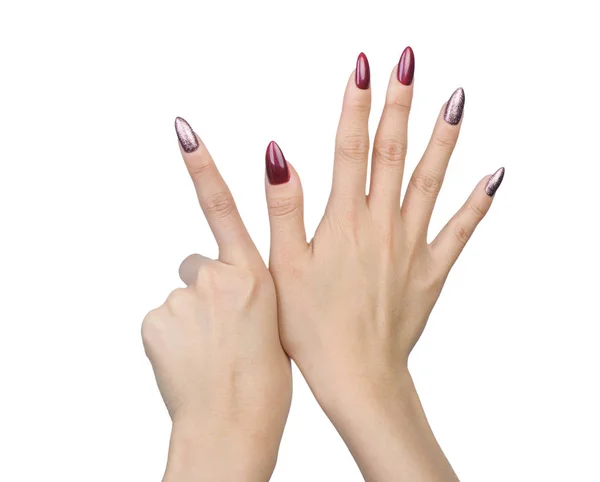 Kobieta z gestem dłoni manicure — Zdjęcie stockowe