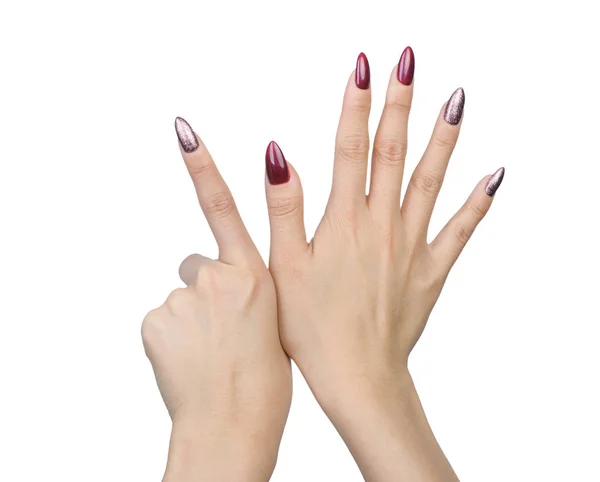 Femmina con gesto della mano manicure — Foto Stock