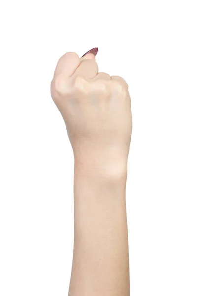Γυναικεία γροθιά χέρι δείχνει δύναμη του ατόμου — Φωτογραφία Αρχείου