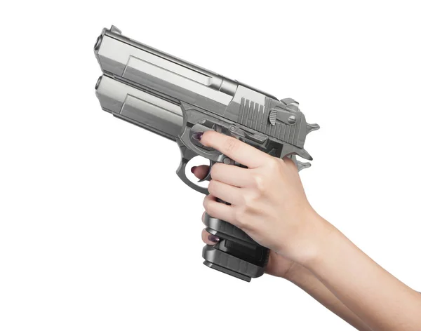 Double pistols in female hand — Stock Photo, Image