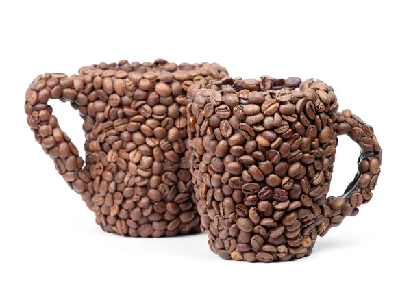 Két csésze kávé kávébabból készült — Stock Fotó