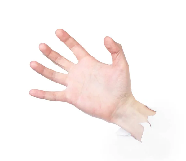 Manliga hand stansar papper — Stockfoto