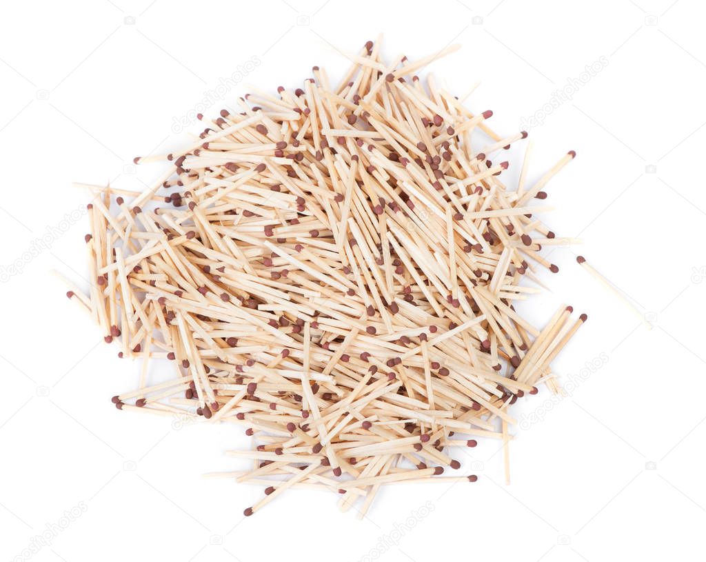 Heap of wooden matches with a sulfur head