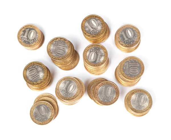 Стек російських ювілейних монет десяти рублів — стокове фото