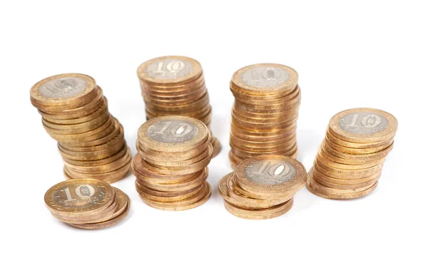Pila di monete giubileo russe di dieci rubli — Foto Stock