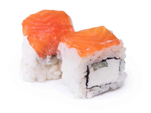 Dos Rollos Sushi Aislados Sobre Fondo Blanco — Foto de Stock