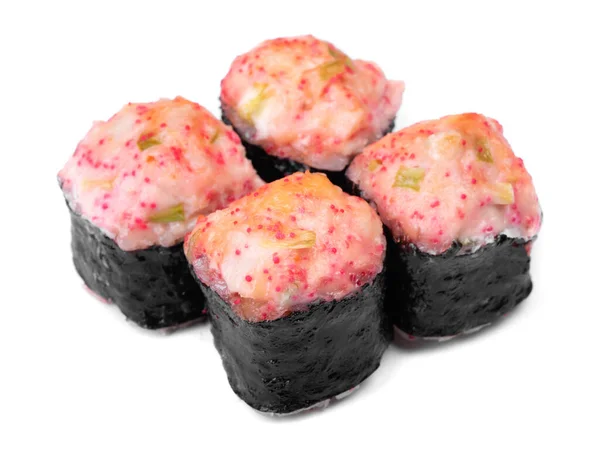 Pequeño Conjunto Cuatro Sushi Aislados Sobre Fondo Blanco — Foto de Stock