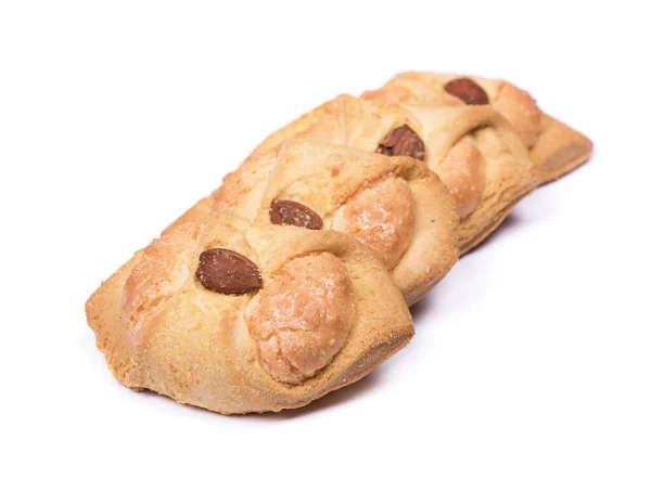 Heap Cookies Med Mandel Isolerad Över Vit Bakgrund — Stockfoto