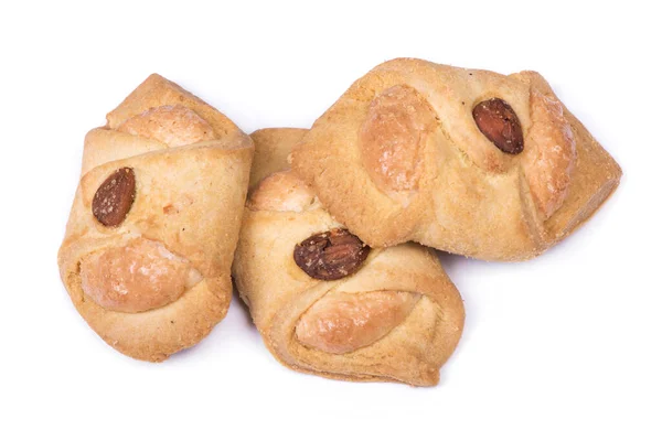 Heap Cookies Med Mandel Isolerad Över Vit Bakgrund — Stockfoto