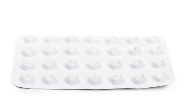 Używane Tabletki Blistrowe Izolowane Białym Tle — Zdjęcie stockowe