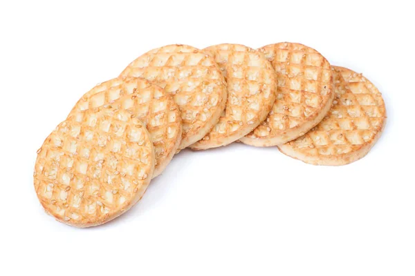 Haufen Von Runden Keksen Mit Sesam Isoliert Auf Weißem Hintergrund — Stockfoto