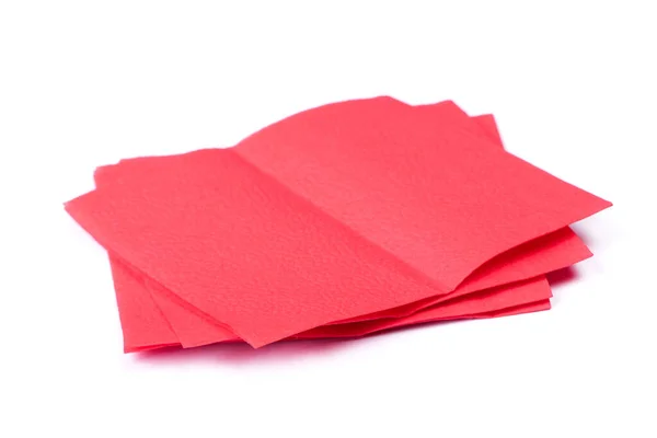 Serviettes Papier Rouge Propre Isolées Sur Fond Blanc — Photo