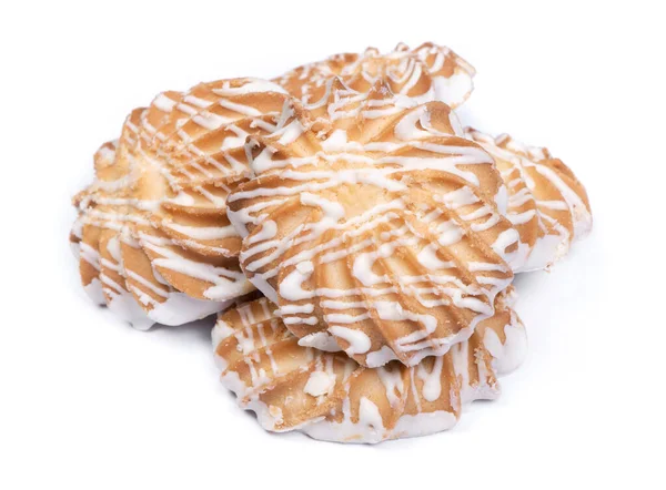 Ομάδα Cookies Πασπαλισμένα Λευκή Σοκολάτα Που Απομονώνονται Λευκό Φόντο — Φωτογραφία Αρχείου