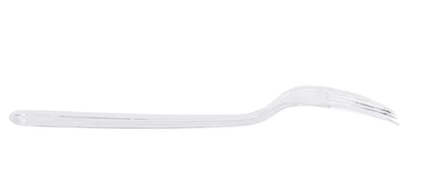 Beyaz Arkaplanda Şeffaf Plastik Çatal — Stok fotoğraf