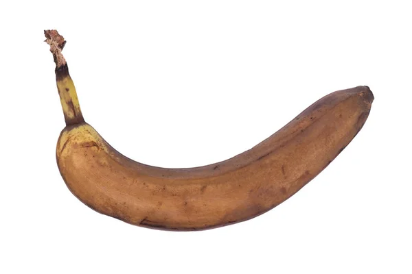 Einzelne Geschlossene Überreife Banane Isoliert Auf Weißem Hintergrund — Stockfoto