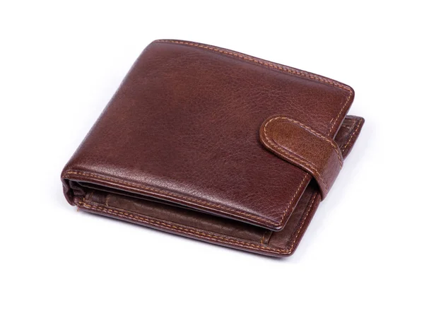 Brown Leather Wallet Isolated White Background — Stock Photo, Image