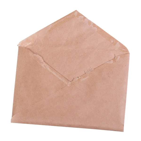 Envelope Vintage Velho Isolado Fundo Branco — Fotografia de Stock