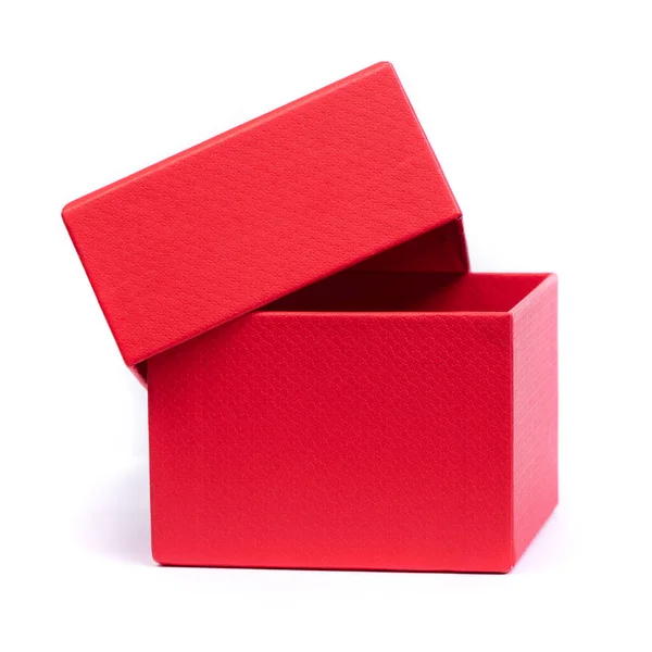 Caja Regalo Cartón Rojo Brillante Aislada Sobre Fondo Blanco — Foto de Stock