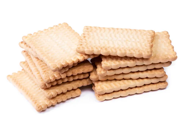 Empilement Biscuits Rectangulaires Isolés Sur Fond Blanc — Photo