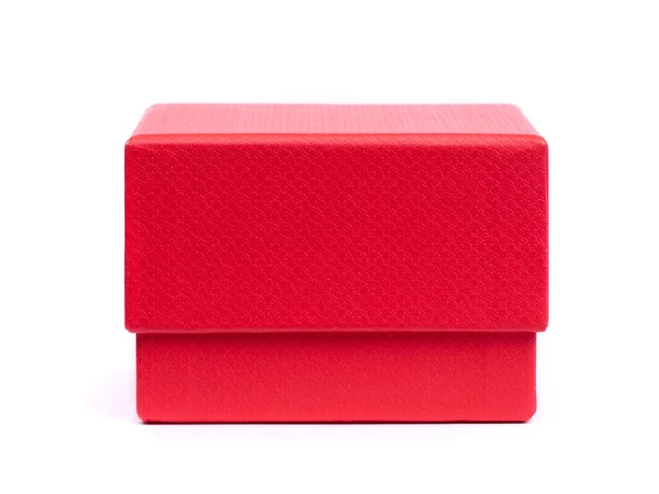 明亮的红色纸板礼品盒 白色背景隔离 — 图库照片