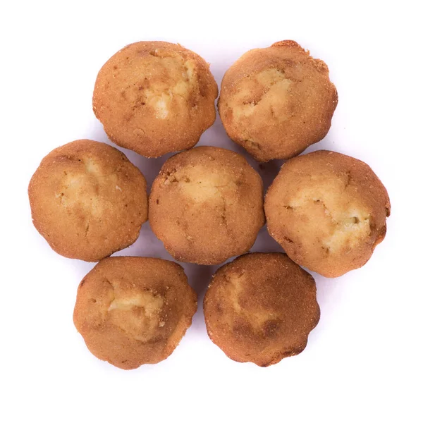 Ομάδα Απλών Mini Cupcakes Που Απομονώνονται Λευκό Φόντο — Φωτογραφία Αρχείου