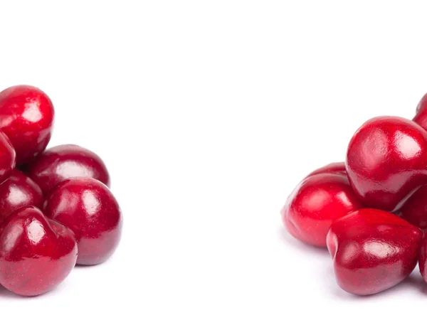 Montón Cerezas Frescas Aisladas Sobre Fondo Blanco — Foto de Stock