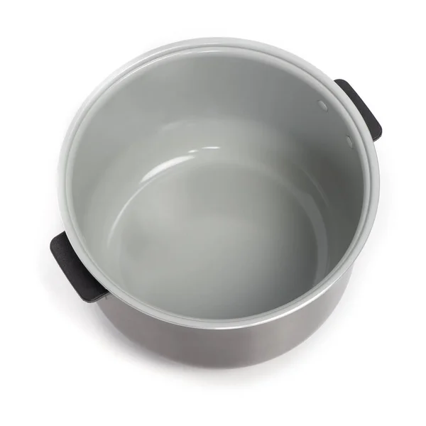 Keramische Pan Pot Geïsoleerd Witte Achtergrond — Stockfoto