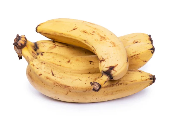 Ripe Yellow Bananas Fruits Bunch Overripe Bananas Dark Spots Isolated — Stock Photo, Image