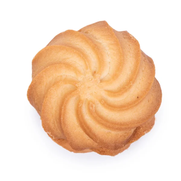 Single Spiral Biscuit Cookie Isolated White Background — Stock Photo, Image