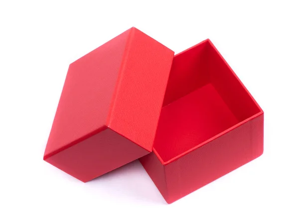 Helder Rood Kartonnen Geschenkdoos Geïsoleerd Witte Achtergrond — Stockfoto