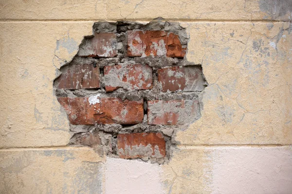 Dommages Mur Briques Texture Ancienne — Photo
