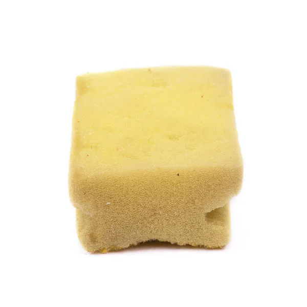 Old Dishwashing Sponge Isolated White Background — Stock Photo, Image