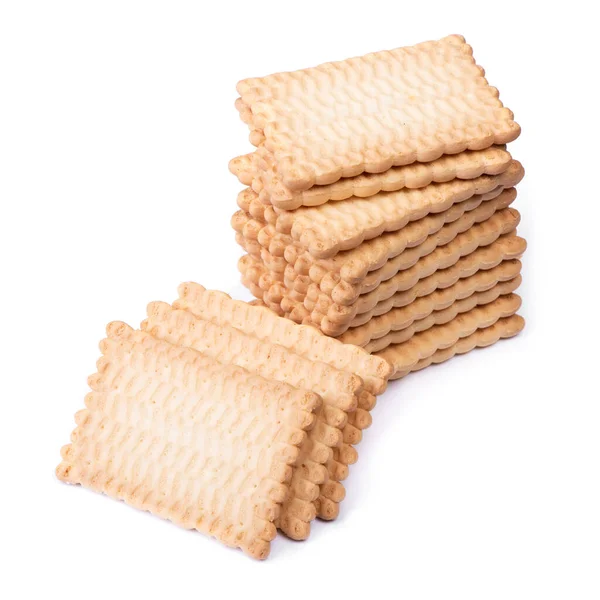 Empilement Biscuits Rectangulaires Isolés Sur Fond Blanc — Photo