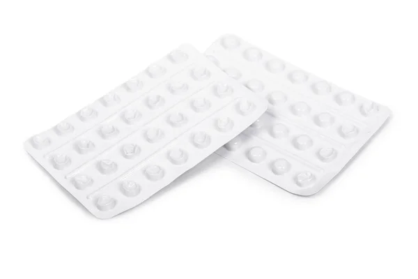 Använda Blisterförpackning Piller Isolerade Vit Bakgrund — Stockfoto