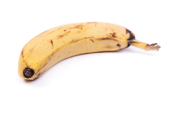 Ripe Yellow Banana Fruit One Overripe Banana Dark Spots Isolated — Stock Photo, Image