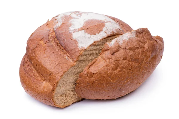 Närbild Nybakat Hembakat Traditionellt Bröd Isolerat Vit Bakgrund — Stockfoto